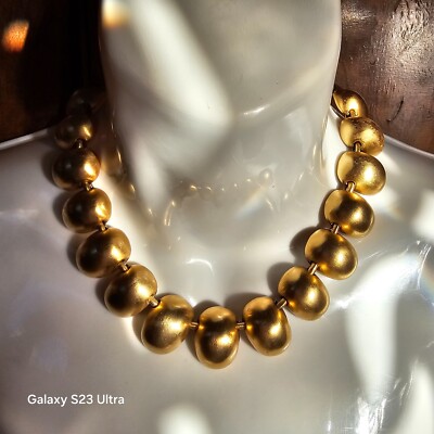 Kasavina CLARA STUDIO Inc Necklace Modernist Chunky Link Brushed Matte Gold Tone