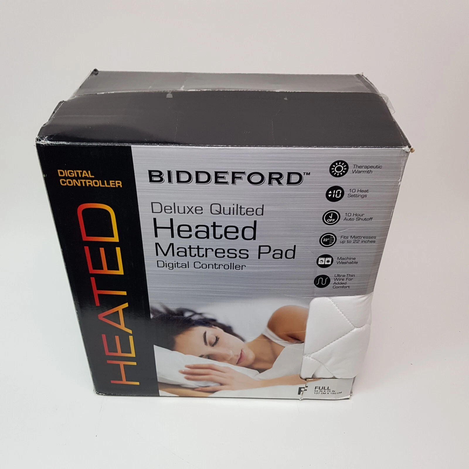 Biddeford Heated Mattress Pad Full Sz 54x75 in Deluxe Quilted Washable Electric