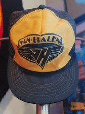 Vintage Van Halen Snap Back Adjustable Hat, Black Yellow Large Retro Made in USA
