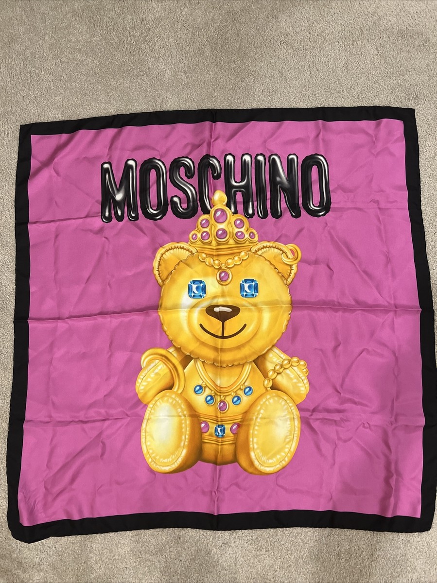 NWT MOSCHINO COUTURE SCARF SILK JEWEL TEDDY BEAR PRINT SQUARE