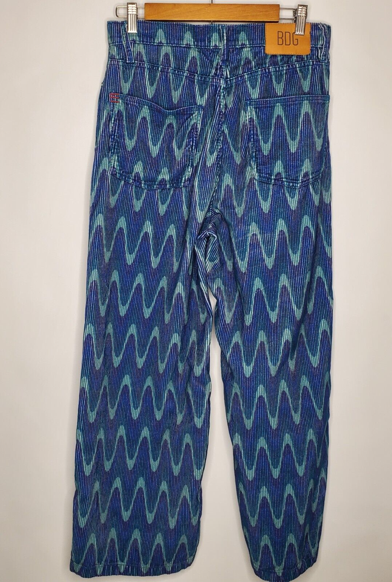 パンツ 90s Blue Green Corduroy Buggy Pants 90s Vtg Field Gear Corduroy Pants Baggy Cuffed 38x36 (Fit