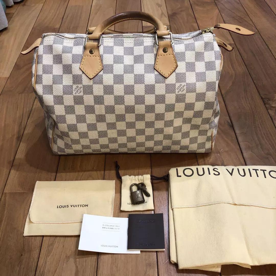 Louis Vuitton Neutrals, Pattern Print Damier Azur Speedy 30