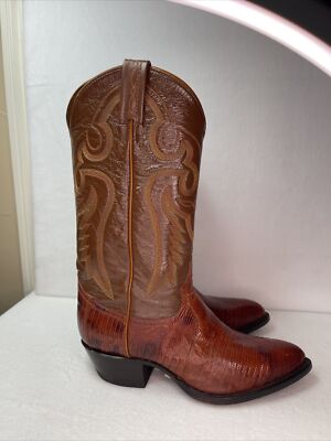 Tony Lama 8850 Exotic Collection Western Boot Peanut Brittle Teju