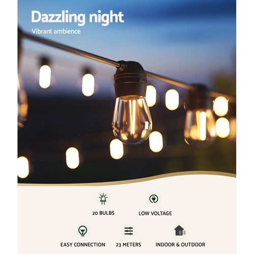 23m Solar Festoon Lights Outdoor LED String Light Christmas Party Decorations - Picture 4 of 7