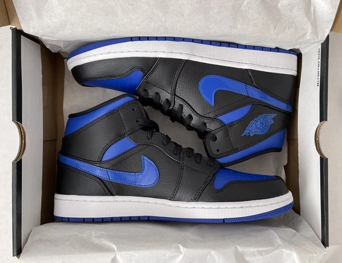 Nike Air Jordan 1 Retro Mid Black Hyper Royal Size 10