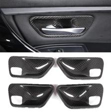 Real Carbon Fiber Inner Door Handle Bowl Cover Trim Fits 12-18 F30 F31 320i 330i