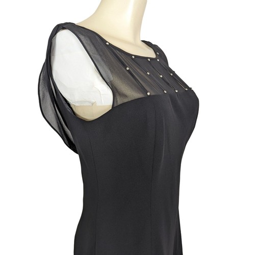 Jones Wear Dress size 12 Black sleeveless mesh neck and cowl back diamond beads - Picture 7 of 18