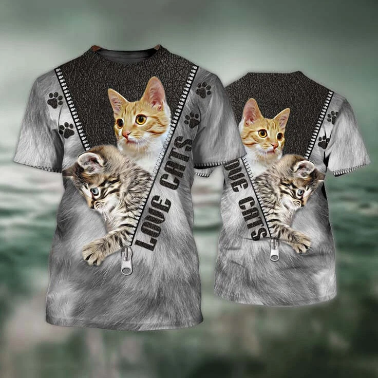 3D All Over Print Love Cat Shirt Unisex Cat Tshirt Faith Hope