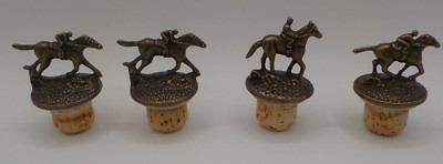 Blanton's Whiskey Bourbon Cork Bottle Stopper Race Horse & Jockey Lot of 4