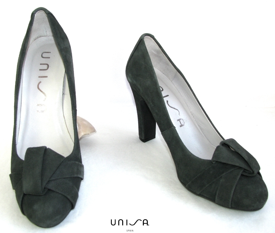 Unisa - Heels 9 Cm Platform Leather Velvet Gray 37 - Excellent Condition