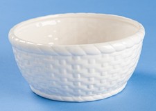 White Ceramic Planter Shallow Basket Design 13cm, Indoor Use, Bulb Pot Brand New