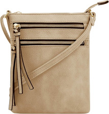 | Crossbody Purse Bag | Functional Multi Pocket Double Zipper Purse | Adjustable