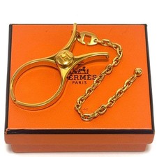 HERMES Glove Holder Clip Gold Chain Bag Charm Accessory Authentic JAPAN
