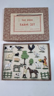 Vintage Bauernhof Set Bleifiguren OVP The Pixie handbemalt
