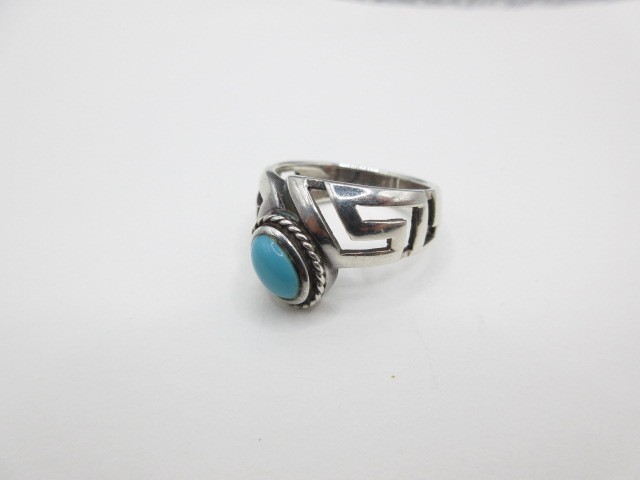 Aztec Tribal Key Pattern RING Sterling Silver 925… - image 3