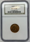 1942S 1C Lincoln Wheat Cent NGC MS 66 RD (511.012)