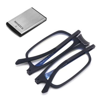 Premium Folding Reading Glasses Blue Light Blocking for Men , Ultra Thin Fold...