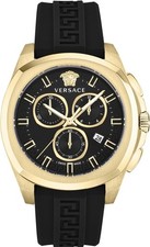 Versace VE7CA0423 Chrono Geo black gold Rubber Men's Watch NEW