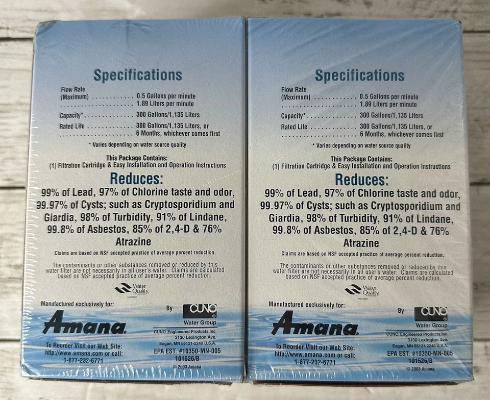 Amana Clean 'n Clear Refrigerator Cartridge Filter Model WF401 Lot Of 2 - Image 2 of 4