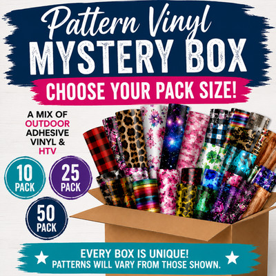 Pattern Vinyl Mystery Box HTV & Adhesive Vinyl 10 25 50 Pack Craft Sheets Mix