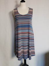 SJS Tank Dress Striped Multicolor Fit and Flare Stretchy ~ Size M