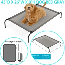43" Cooling Elevated Dog Bed with Metal Frame Indoor Outdoor Raised Pet Cot