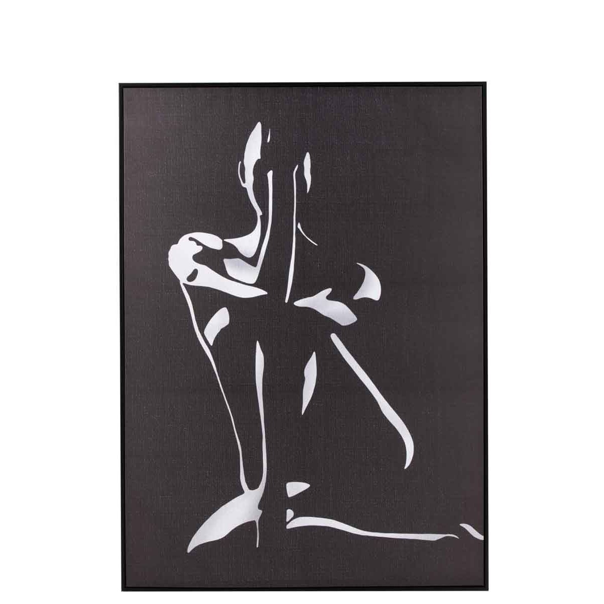 Tableau moderne femme noir et blanc 82x122cm pour chambre parentale