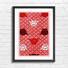 Whimsical Bats Art Decor Green Red Framed Wall Art Print Large Picture Home