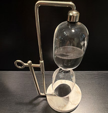 Modern Glass Sand Hourglass Timer, Silver Met...