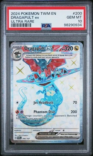 2024 POKEMON TWM EN-TWILIGHT MASQUERADE #200 DRAGAPULT EX ULTRA RARE PSA 10