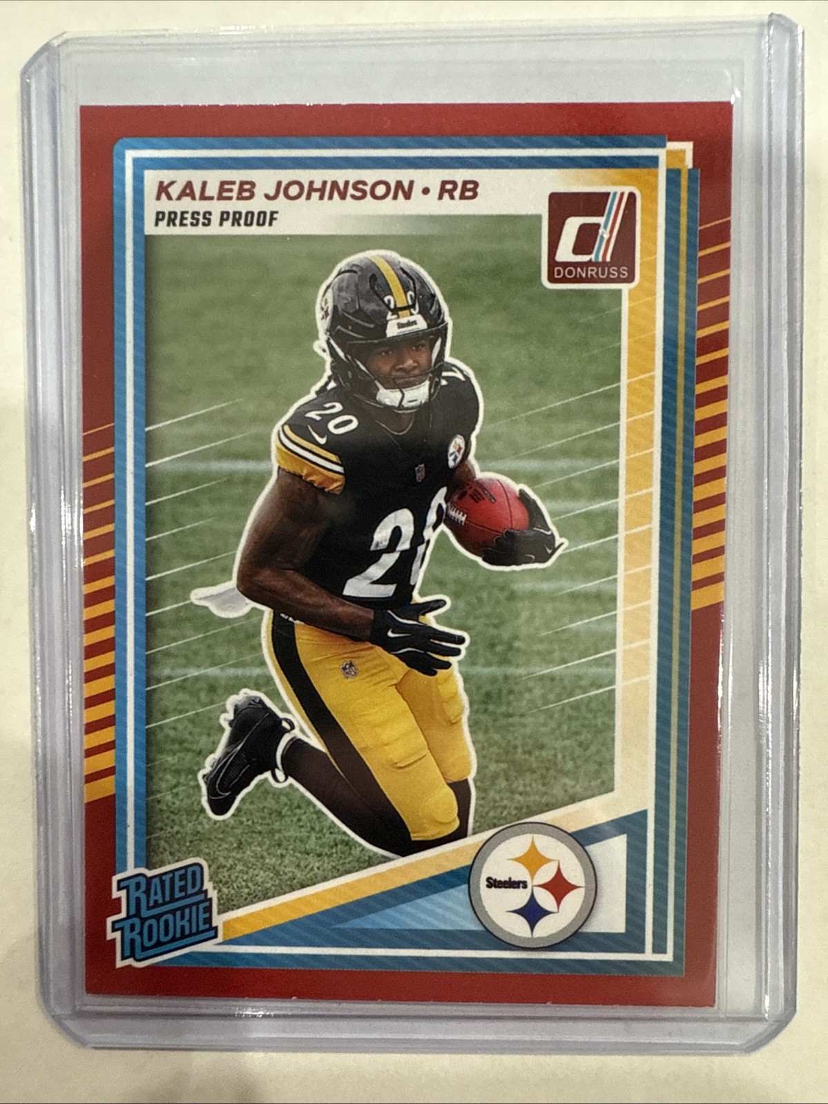 2025 Panini Donruss - Rated Rookie Kaleb Johnson #322 Press Proof Red (RC)