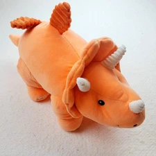 Hug Fun Plush Dinosaur Dino Triceratops 18" Orange Soft Stuffed Animal Toy