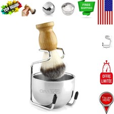 Luxury Synthetic Badger Hair Shaving Brush with Wood Handle  Stand - Perfect...