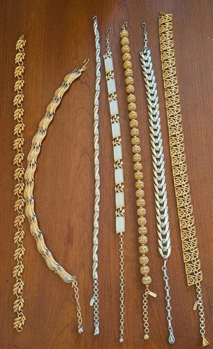 Lot Of 7 Vintage Costume Chokers / Necklaces Monet Jewelry Gold & Silver Tones