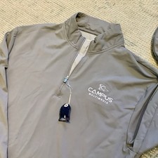 johnnie-O Mens Brewer Performance 1/4 Zip Pullover Logo Gray Sz Med NWT