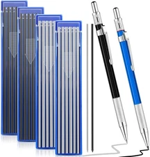 2 Pcs Welders Pencil with 48 PCS Round 1 Count (Pack of 1), Sliver, Black 