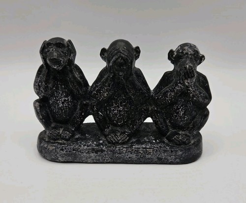 Vtg 3 Wise Monkeys "See, Hear, Speak No Evil" A Detailed And Solid Metal Figure.