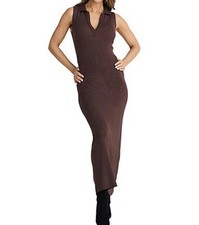 brave + true Mimi Split V-Neckline Sleeveless Sweater Rib Bodycon Midi Dress -Sm