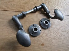 Rustic Iron lever on rose door handles old vintage Industrial antique iron
