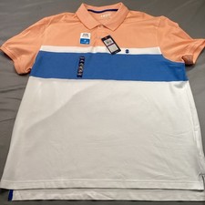 NWT IZOD Advantage Performance Polo Shirt Mens XXL Colorblock Orange Blue CoolFX