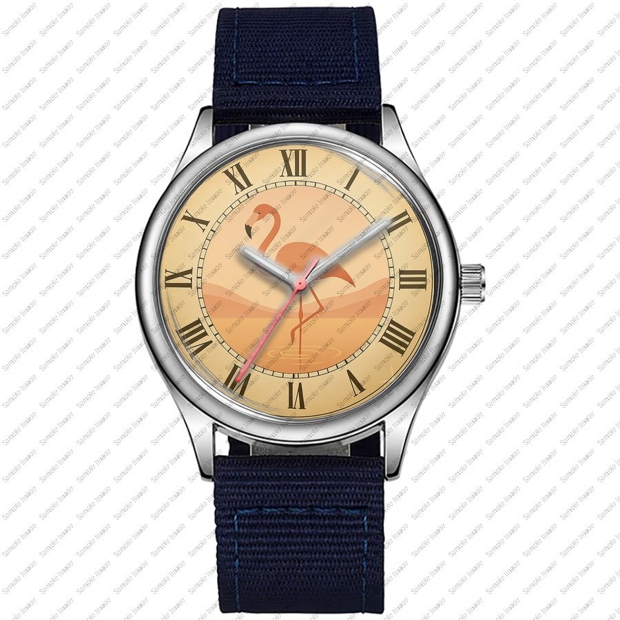 Reloj De Pulsera Para Dama Con Esfera Romana De Flamenco Al Atardecer #2 De 38mm