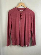 Fair Harbor Henley Shirt Mens Sz Medium Red UPF 50 Sun Protection Long Sleeve