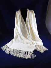 Vintage Cream Scarf by Cisco Rayon Fringe 50 x 14