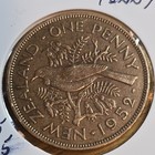 1952 New Zealand Penny King George VI Blue & Purple Toning Coin — photo 3