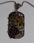 Vintage Embellished Dog Tag Pendant - Love, Believe, Cross - On Ball Chain — photo 1