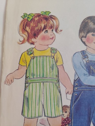 Latzhose Latzhose Mädchen Jungen 3 Butterick 4519 Schnitt Shortalls Capri Vintage - Bild 2 von 10