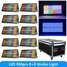 10Pack 1000W 8 8 Segment 960pcs RGB DMX LED Strobe Wash Light with Case