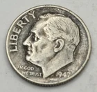 1947 Roosevelt Dime No Mint Mark 90% Silver US Coin Philadelphia Circulated