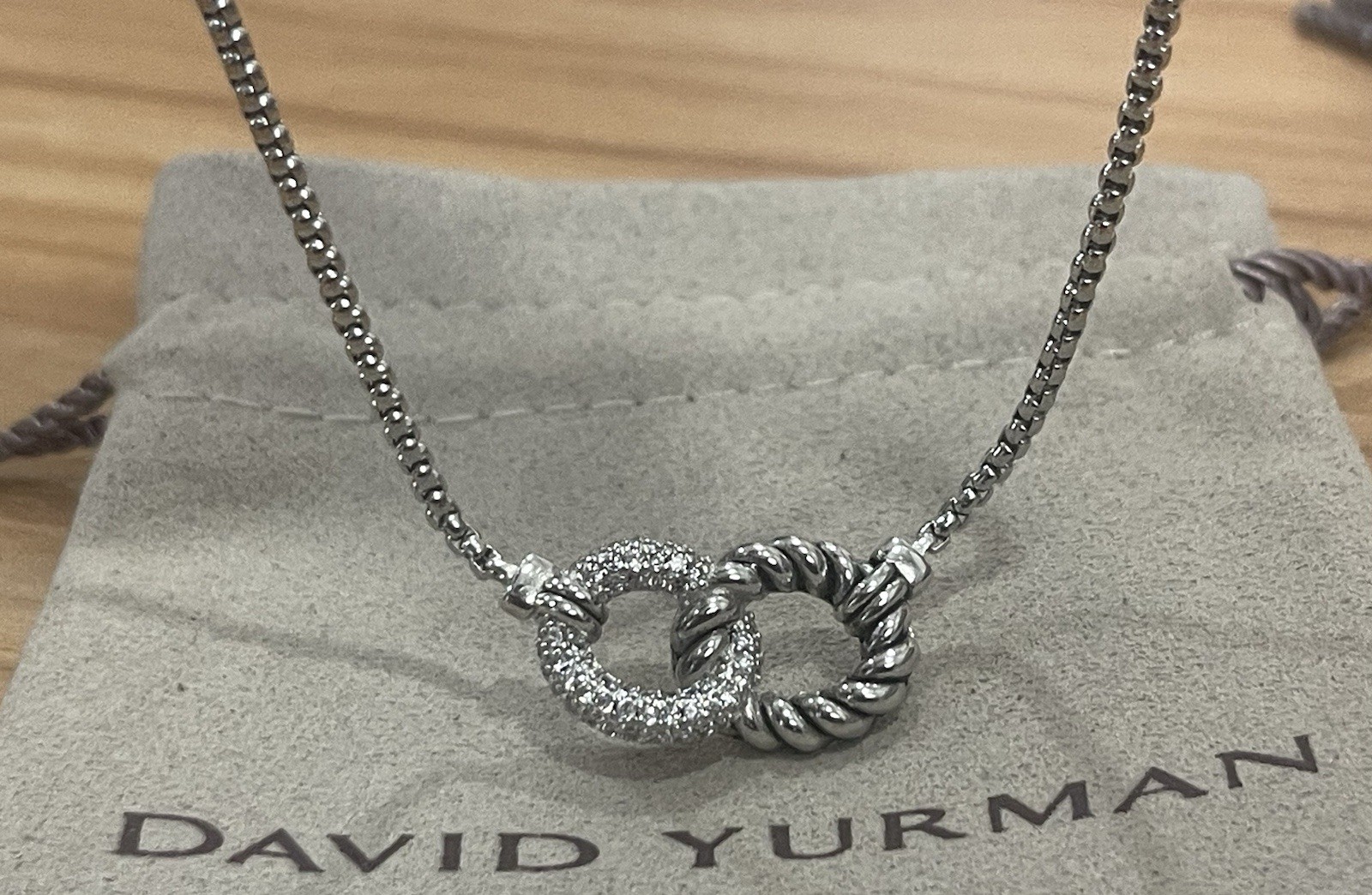 David Yurman Belmont Curb Link Necklace Sterling Silver with Diamonds 925