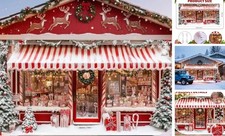 16 x 7 ft Christmas Garage Door Cover Banner Decorations, Christmas Cane Candy
